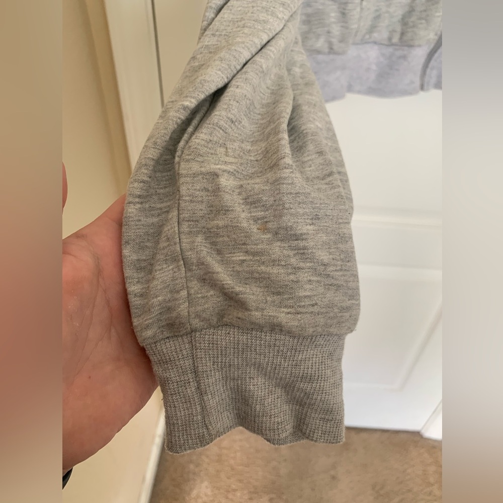 Milanpavilion Zip Up Cropped Grey Drawstring Hoodie Jacket Casual Long Sleeve - Picture 14 of 15